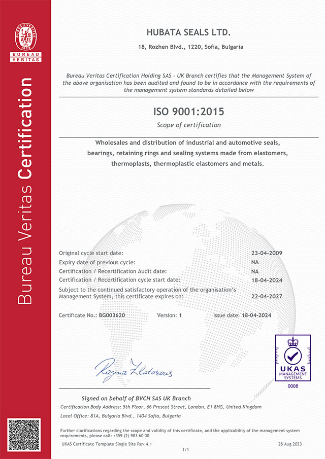 ISO 9001:2015 - Bureau Veritas, BG003620